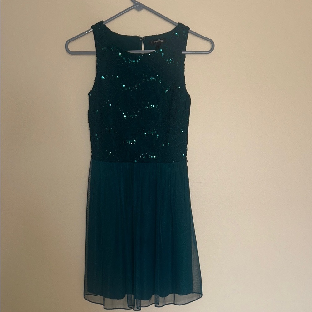 Speechless Green Sequin Chiffon Party Dress | AS IS Repair Project | Size 1